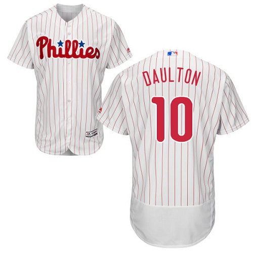 Men's Majestic Philadelphia Phillies #10 Darren Daulton Authentic White/Red Strip Home Cool Base MLB Jersey