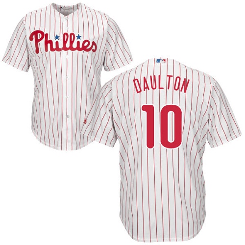 Men's Majestic Philadelphia Phillies #10 Darren Daulton Replica White/Red Strip Home Cool Base MLB Jersey