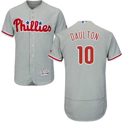 Men's Majestic Philadelphia Phillies #10 Darren Daulton Authentic Grey Road Cool Base MLB Jersey