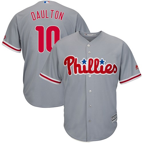 Men's Majestic Philadelphia Phillies #10 Darren Daulton Replica Grey Road Cool Base MLB Jersey