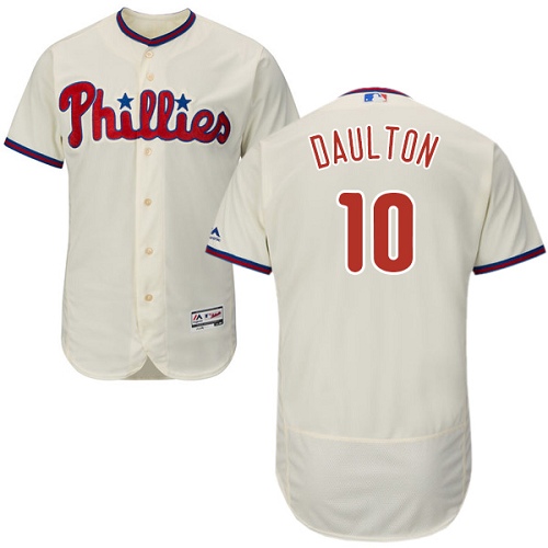 Men's Majestic Philadelphia Phillies #10 Darren Daulton Authentic Cream Alternate Cool Base MLB Jersey