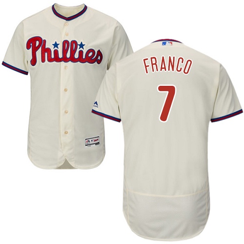 Men's Majestic Philadelphia Phillies #7 Maikel Franco Authentic Cream Alternate Cool Base MLB Jersey