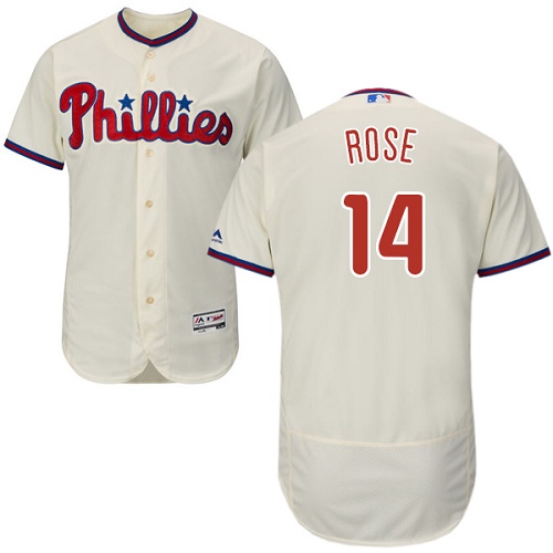 Men's Majestic Philadelphia Phillies #14 Pete Rose Authentic Cream Alternate Cool Base MLB Jersey