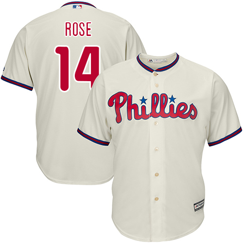 Men's Majestic Philadelphia Phillies #14 Pete Rose Replica Cream Alternate Cool Base MLB Jersey