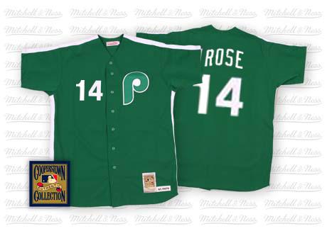Men's Mitchell and Ness Philadelphia Phillies #14 Pete Rose Authentic Green Throwback MLB Jersey