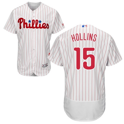 Men's Majestic Philadelphia Phillies #15 Dave Hollins Authentic White/Red Strip Home Cool Base MLB Jersey