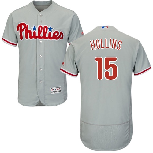 Men's Majestic Philadelphia Phillies #15 Dave Hollins Authentic Grey Road Cool Base MLB Jersey