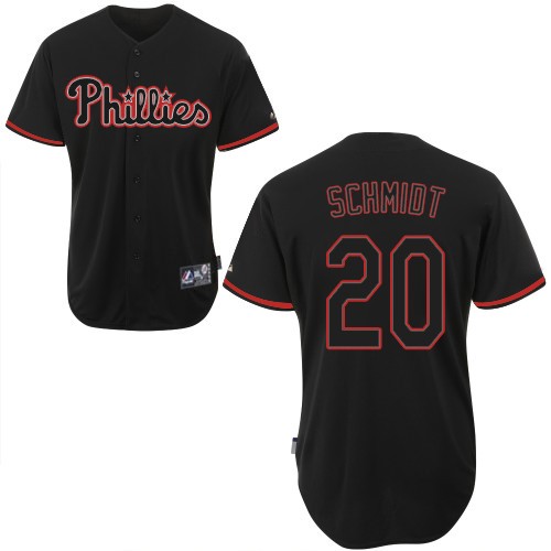 Men's Majestic Philadelphia Phillies #20 Mike Schmidt Authentic Black Fashion MLB Jersey