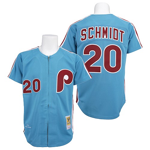 Men's Mitchell and Ness Philadelphia Phillies #20 Mike Schmidt Replica Blue Throwback MLB Jersey