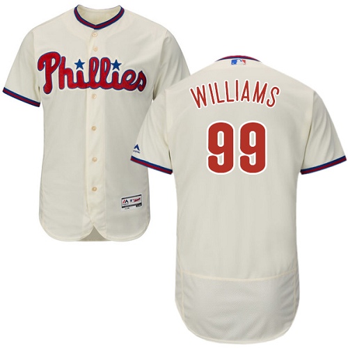 Men's Majestic Philadelphia Phillies #99 Mitch Williams Authentic Cream Alternate Cool Base MLB Jersey