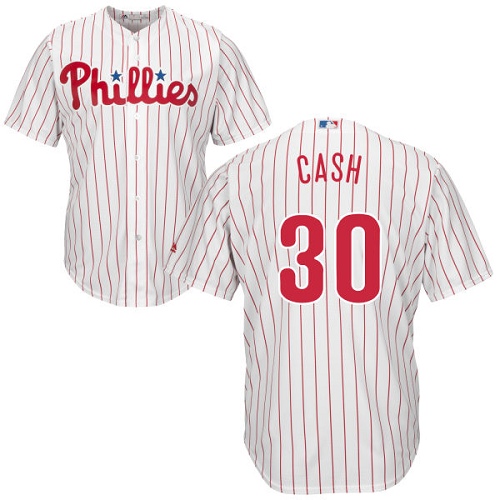 Men's Majestic Philadelphia Phillies #30 Dave Cash Replica White/Red Strip Home Cool Base MLB Jersey