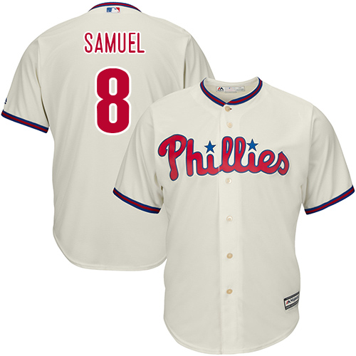 Men's Majestic Philadelphia Phillies #8 Juan Samuel Replica Cream Alternate Cool Base MLB Jersey