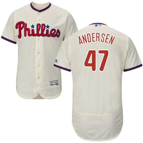 Men's Majestic Philadelphia Phillies #47 Larry Andersen Authentic Cream Alternate Cool Base MLB Jersey