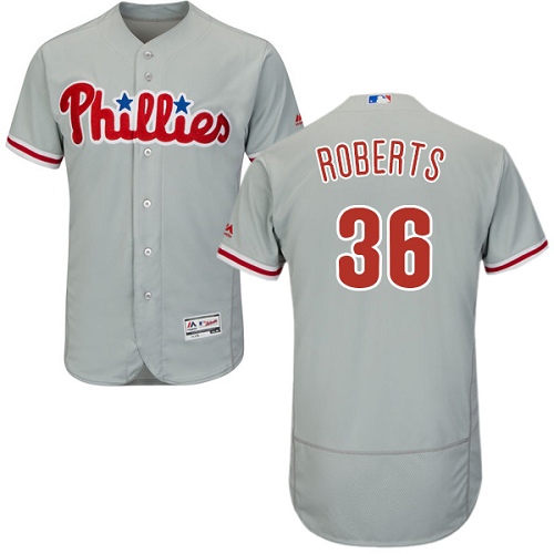 Men's Majestic Philadelphia Phillies #36 Robin Roberts Authentic Grey Road Cool Base MLB Jersey