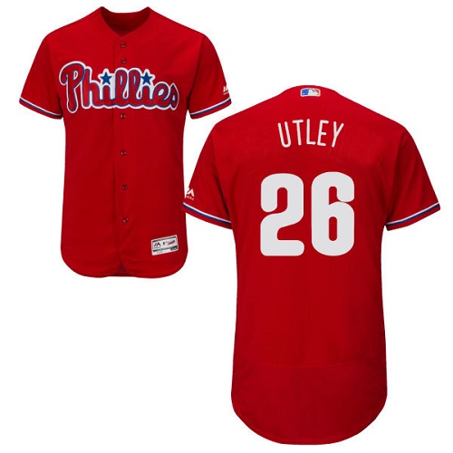 Men's Majestic Philadelphia Phillies #26 Chase Utley Red Flexbase Authentic Collection MLB Jersey