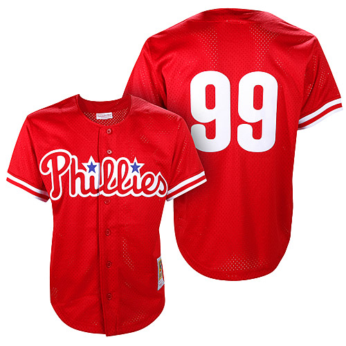 Men's Mitchell and Ness Philadelphia Phillies #99 Mitch Williams Authentic Red Throwback MLB Jersey