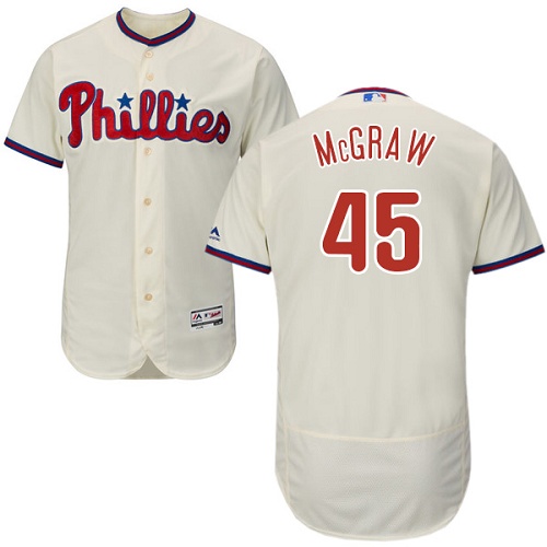 Men's Majestic Philadelphia Phillies #45 Tug McGraw Cream Flexbase Authentic Collection MLB Jersey
