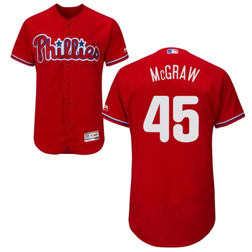 Men's Majestic Philadelphia Phillies #45 Tug McGraw Red Flexbase Authentic Collection MLB Jersey