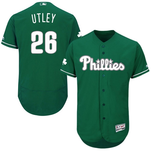 Men's Majestic Philadelphia Phillies #26 Chase Utley Green Celtic Flexbase Authentic Collection MLB Jersey