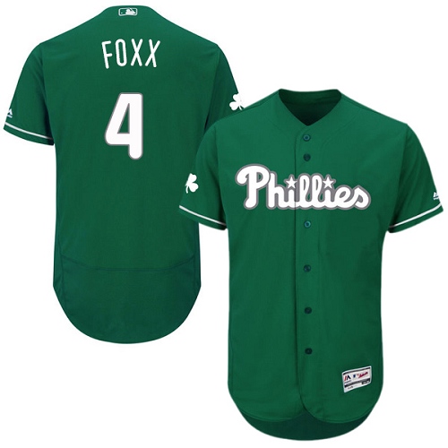 Men's Majestic Philadelphia Phillies #4 Jimmy Foxx Green Celtic Flexbase Authentic Collection MLB Jersey