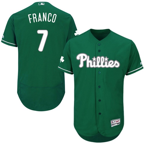 Men's Majestic Philadelphia Phillies #7 Maikel Franco Green Celtic Flexbase Authentic Collection MLB Jersey