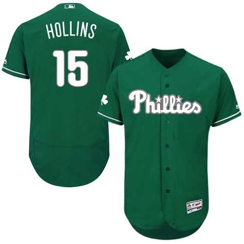 Men's Majestic Philadelphia Phillies #15 Dave Hollins Green Celtic Flexbase Authentic Collection MLB Jersey