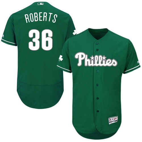 Men's Majestic Philadelphia Phillies #36 Robin Roberts Green Celtic Flexbase Authentic Collection MLB Jersey