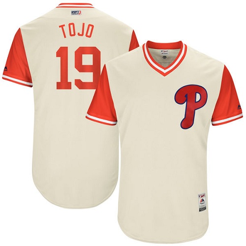 Men's Majestic Philadelphia Phillies #19 Tommy Joseph "Tojo" Authentic Tan 2017 Players Weekend MLB Jersey