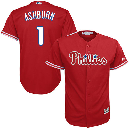 Men's Majestic Philadelphia Phillies #1 Richie Ashburn Replica Red Alternate Cool Base MLB Jersey