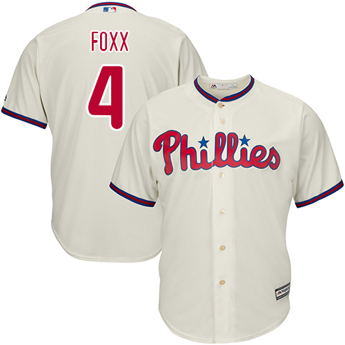 Youth Majestic Philadelphia Phillies #4 Jimmy Foxx Authentic Cream Alternate Cool Base MLB Jersey