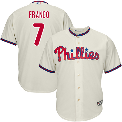 Youth Majestic Philadelphia Phillies #7 Maikel Franco Authentic Cream Alternate Cool Base MLB Jersey