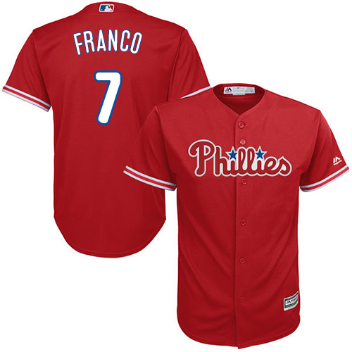Youth Majestic Philadelphia Phillies #7 Maikel Franco Authentic Red Alternate Cool Base MLB Jersey