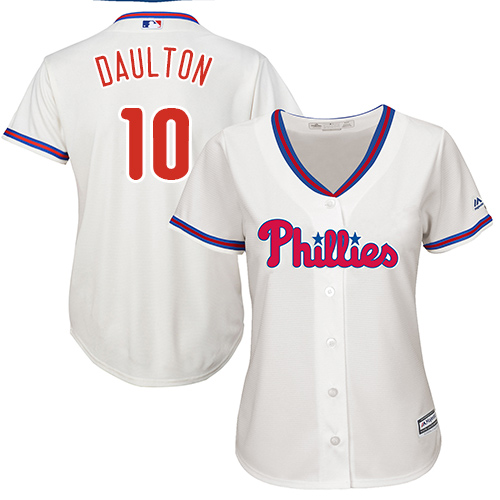 Women's Majestic Philadelphia Phillies #10 Darren Daulton Replica Cream Alternate Cool Base MLB Jersey