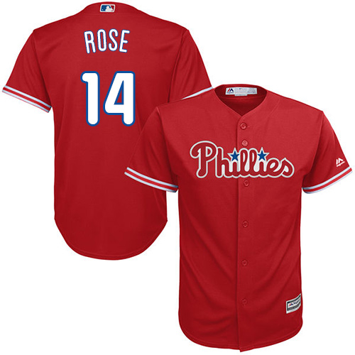 Youth Majestic Philadelphia Phillies #14 Pete Rose Authentic Red Alternate Cool Base MLB Jersey