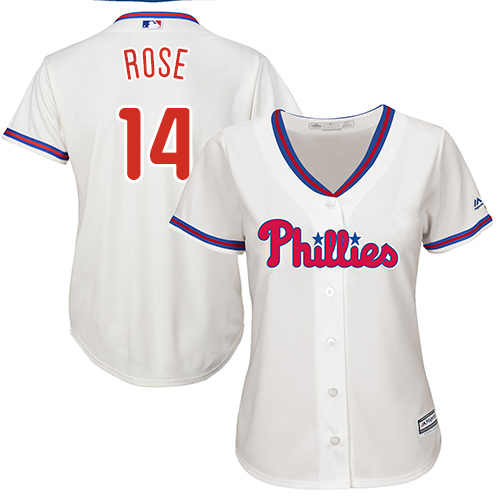 Women's Majestic Philadelphia Phillies #14 Pete Rose Authentic Cream Alternate Cool Base MLB Jersey