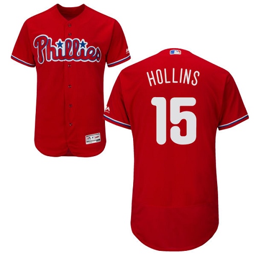 Men's Majestic Philadelphia Phillies #15 Dave Hollins Authentic Red Alternate Cool Base MLB Jersey
