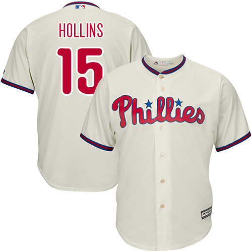 Youth Majestic Philadelphia Phillies #15 Dave Hollins Authentic Cream Alternate Cool Base MLB Jersey