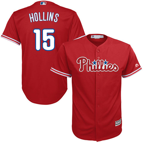 Youth Majestic Philadelphia Phillies #15 Dave Hollins Authentic Red Alternate Cool Base MLB Jersey
