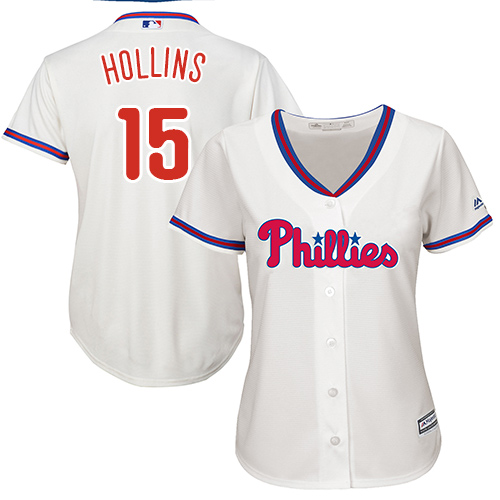 Women's Majestic Philadelphia Phillies #15 Dave Hollins Replica Cream Alternate Cool Base MLB Jersey