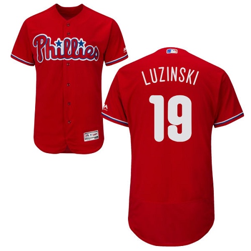 Men's Majestic Philadelphia Phillies #19 Greg Luzinski Authentic Red Alternate Cool Base MLB Jersey