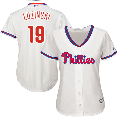 Women's Majestic Philadelphia Phillies #19 Greg Luzinski Authentic Cream Alternate Cool Base MLB Jersey