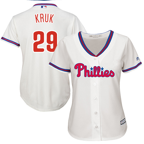 Women's Majestic Philadelphia Phillies #29 John Kruk Replica Cream Alternate Cool Base MLB Jersey