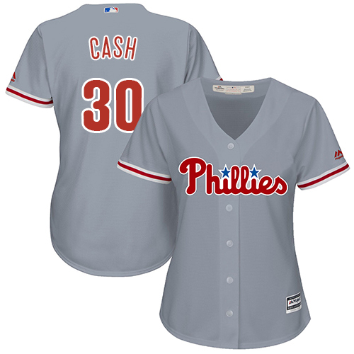 Women's Majestic Philadelphia Phillies #30 Dave Cash Replica Grey Road Cool Base MLB Jersey