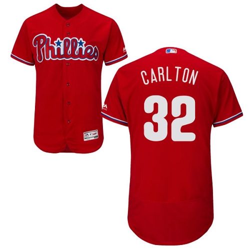 Men's Majestic Philadelphia Phillies #32 Steve Carlton Authentic Red Alternate Cool Base MLB Jersey