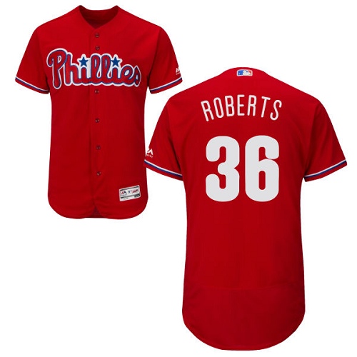 Men's Majestic Philadelphia Phillies #36 Robin Roberts Authentic Red Alternate Cool Base MLB Jersey