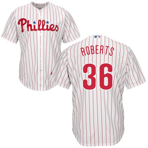 Youth Majestic Philadelphia Phillies #36 Robin Roberts Authentic White/Red Strip Home Cool Base MLB Jersey