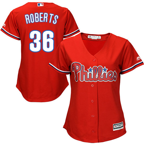 Women's Majestic Philadelphia Phillies #36 Robin Roberts Replica Red Alternate Cool Base MLB Jersey