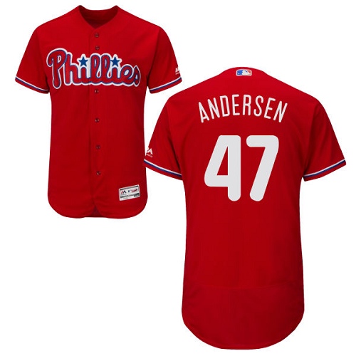 Men's Majestic Philadelphia Phillies #47 Larry Andersen Authentic Red Alternate Cool Base MLB Jersey