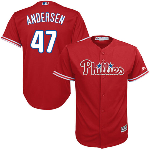 Men's Majestic Philadelphia Phillies #47 Larry Andersen Replica Red Alternate Cool Base MLB Jersey
