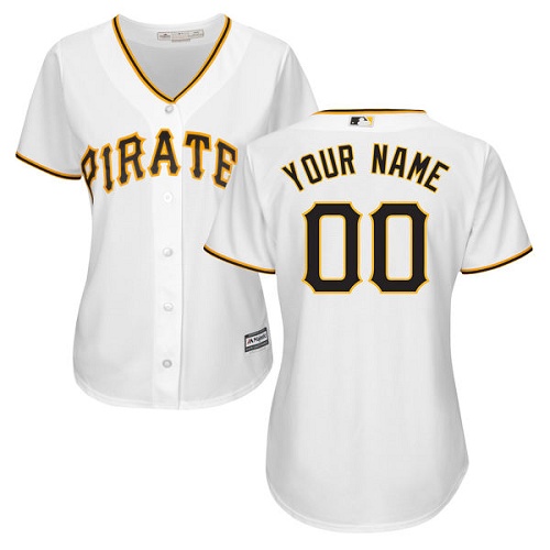 Women's Majestic Pittsburgh Pirates Customized Authentic White Home Cool Base MLB Jersey